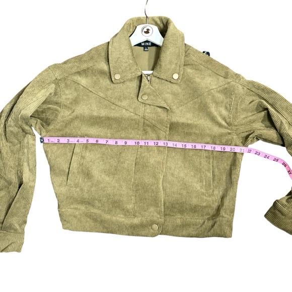 Mine M or L  Olive Green Corduroy Crop Bomber Jacket NWOT - Picture 14 of 17